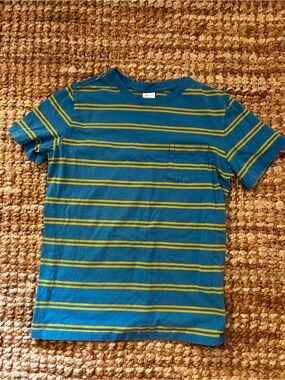 Hanna Andersson Teal & Yellow Stripe Pocket Tee